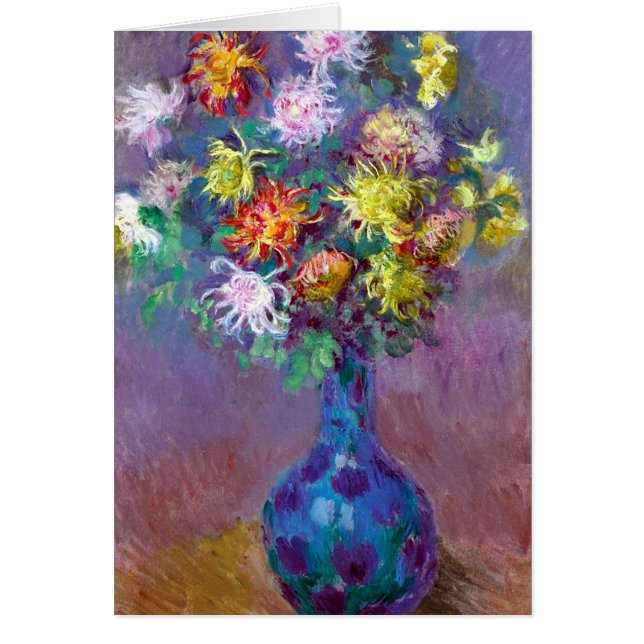 Monet Vas de Chrysanthemes Blomma Hälsningskort (Framsidan)