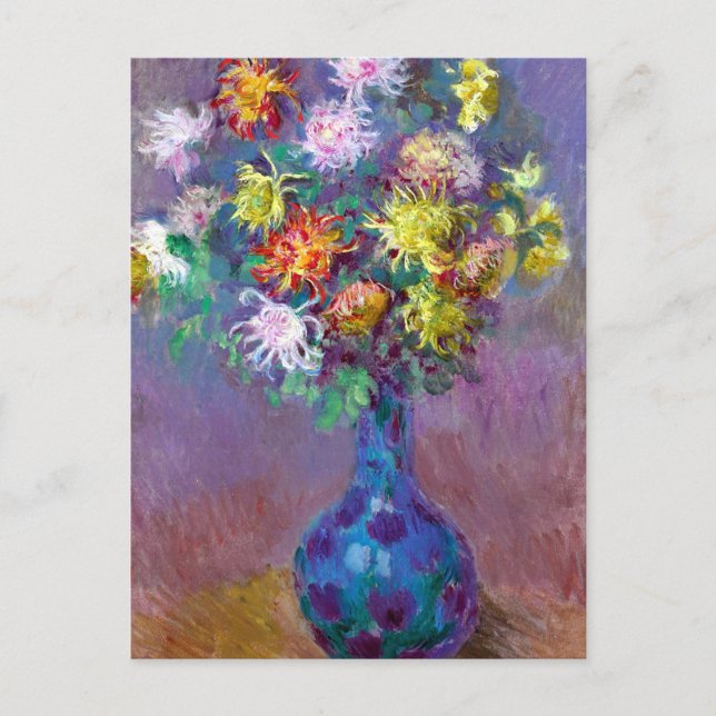 Monet Vas de Chrysanthemes Flowers Vykort (Framsida)
