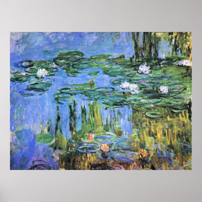 Monet - Vatten Lilies, 1914-1915, bra Art-målning Poster (Framsidan)