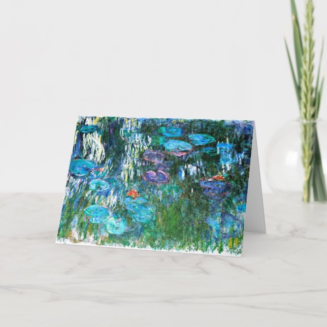 Monet - Vatten Lilies 1916-1919, blått och rött Kort (Framsida)