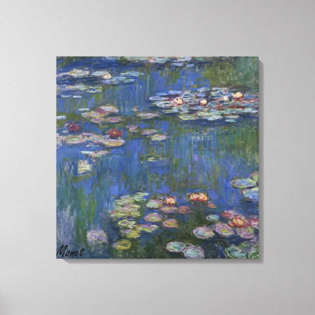MONET VATTEN LILIES 1916 Blue Stretched Canvas Art (Framsida)