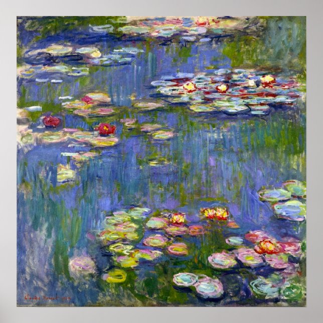 Monet Vatten Lilies 1916 Poster (Framsidan)