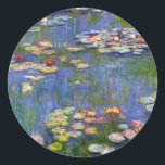 Monet Vatten Lilies 1916 Stickers Runt Klistermärke<br><div class="desc">Monet Vatten Lilies 1916-klistermärken. Oljemålning på arbetsyta från 1916. Franskens imponerande Claude Monet är fortfarande berömd och älskad för de vatten-lilja som han skapat på sin trädgårdsdamm i Giverny. Den här målningen i vatten är från 1916 och avslöjar Monets steg mot ökad abstraktion och mer varierat färg. De vatten liljor...</div>