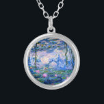 Monet: Vatten Lilies 1919, berömd Silverpläterat Halsband<br><div class="desc">Claude Monet: Vatten Lilies Red,  1919,  vacker bra konsmålning</div>