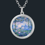Monet: Vatten Lilies 1919, berömd Silverpläterat Halsband<br><div class="desc">Claude Monet: Vatten Lilies Red,  1919,  vacker bra konsmålning</div>