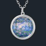 Monet: Vatten Lilies 1919, berömd Silverpläterat Halsband<br><div class="desc">Claude Monet: Vatten Lilies Red,  1919,  vacker bra konsmålning</div>