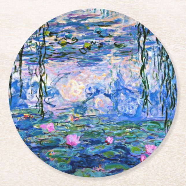 Monet-Vatten Lilies, 1919 Underlägg Papper Rund (Framsidan)