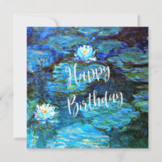 Monet - Vatten Lilies (blått) med Birthday Önskemå Kort