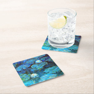 Monet - Vatten Lilies (blått) Underlägg Papper Kvadrat