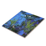 Monet - Vatten-Lilies, blue indigo, Kakelplatta<br><div class="desc">Claude Monet art: Vatten-Lilies,  blå indigo,  vacker målning.</div>