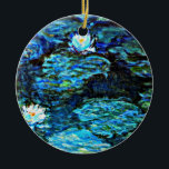 Monet - Vatten Lilies, Blue Julgransprydnad Keramik<br><div class="desc">Vatten Lilies (blått),  berömd-målning av Fransk konstnären Claude Monet</div>