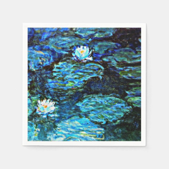 Monet - Vatten Lilies Blue Pappersservett (Framsidan)