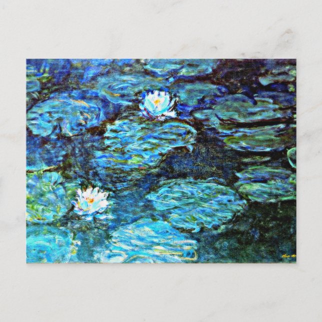 Monet - Vatten Lilies, Blue Vykort (Framsida)