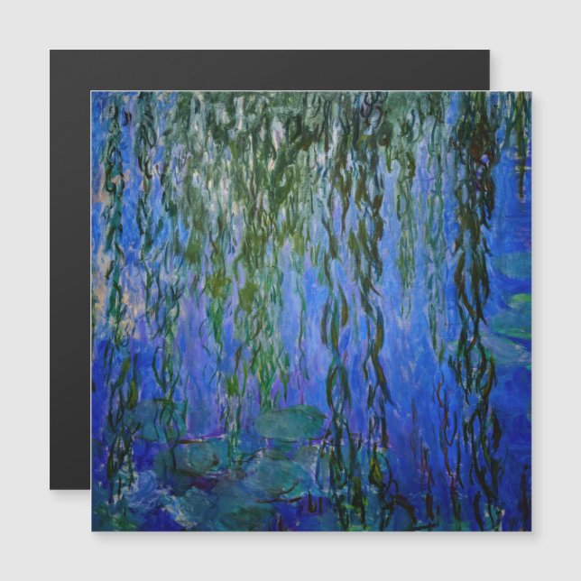 Monet - Vatten Lilies gråter vitt magnetkort (Fram/baksida)