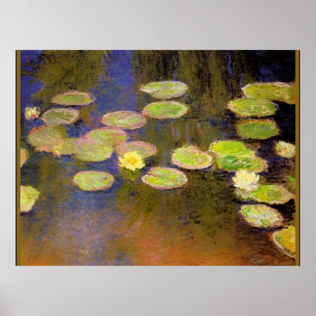 Monet - Vatten Lilies (gult), populär målning Poster (Framsidan)