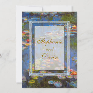 Monet Vatten Lilies-inbjudan till ett platt kort b