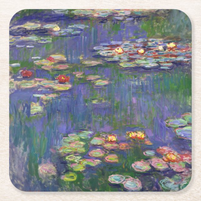 Monet Vatten Lilies mästerverk målning Underlägg Papper Kvadrat (Framsidan)