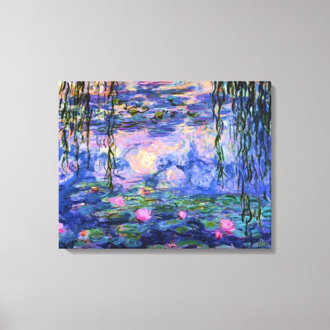 Monet Vatten Lilies med damreflexioner Canvastryck (Framsida)