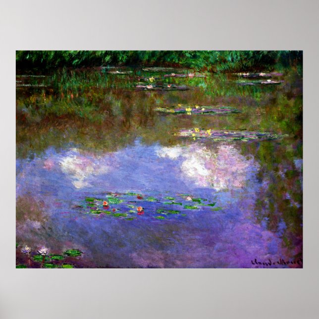 Monet - Vatten Lilies, molnen Poster (Framsidan)
