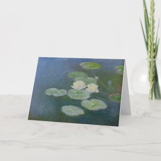 Monet vatten-lilies-night-effect-1899 blommor tack kort (Framsida)