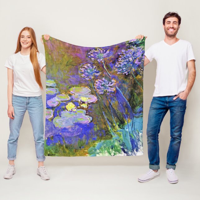 Monet - Vatten Lilies och Agapanthus Fleecefilt (På plats)