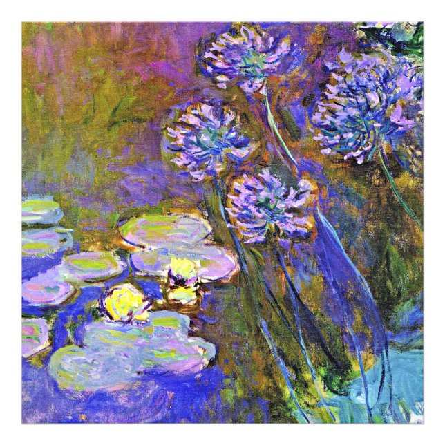 Monet - Vatten Lilies och Agapanthus Fototryck (Framsidan)