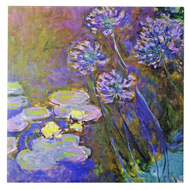 Monet - Vatten Lilies och Agapanthus Kakelplatta (Framsidan)