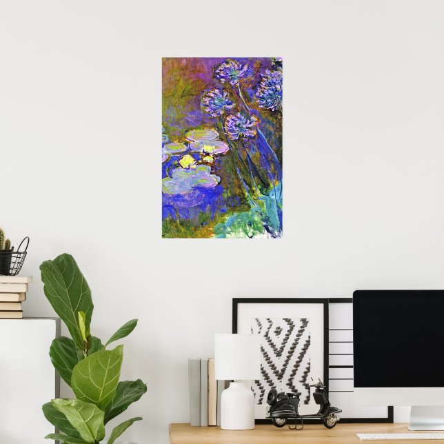 Monet - Vatten Lilies och Agapanthus Poster (Hemmakontoret)