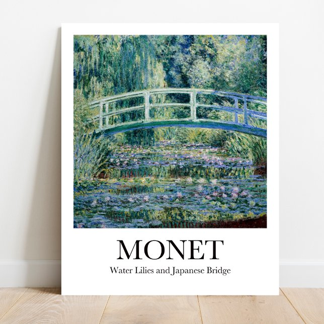 Monet Vatten Lilies och japanska bron Poster (Monet Water Lilies Poster: Iconic Impressionist garden with Japanese bridge)