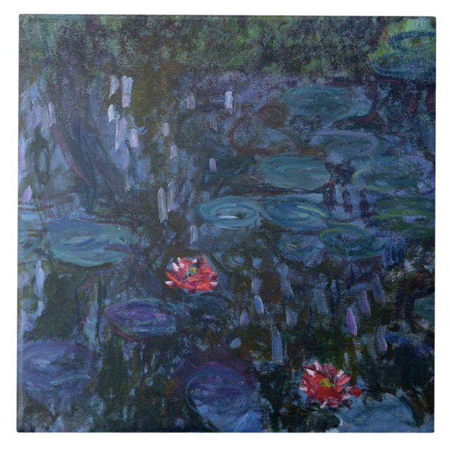 Monet Vatten Lilies och reflektioner från en Willo Kakelplatta (Framsidan)