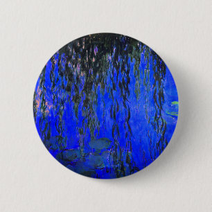 Monet Vatten Lilies och Weeping Willow Grenar Knapp