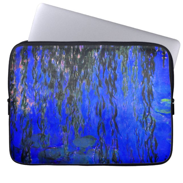 Monet Vatten Lilies och Weeping Willow Grenar Laptop Fodral (Framsidan)