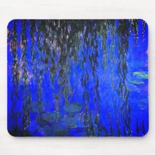 Monet Vatten Lilies och Weeping Willow Grenar Musmatta