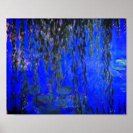 Monet Vatten Lilies och Weeping Willow Grenar Poster