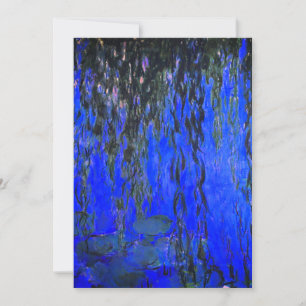 Monet Vatten Lilies och Weeping Willow Grenar Spara Datumet