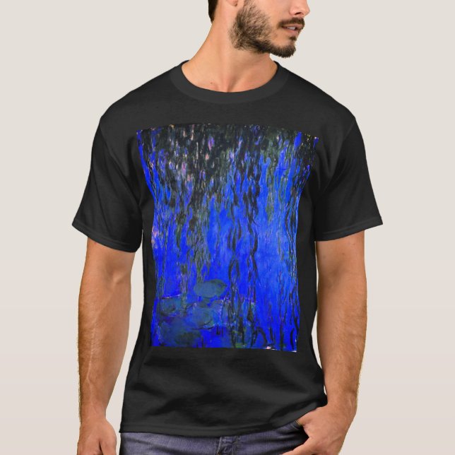 Monet Vatten Lilies och Weeping Willow Grenar T Shirt (Framsida)