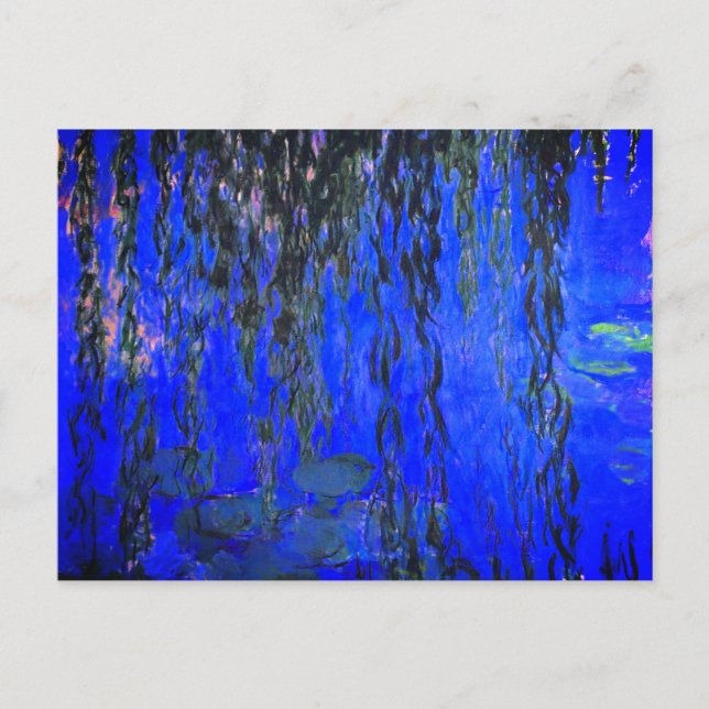 Monet Vatten Lilies och Weeping Willow Grenar Vykort (Framsida)