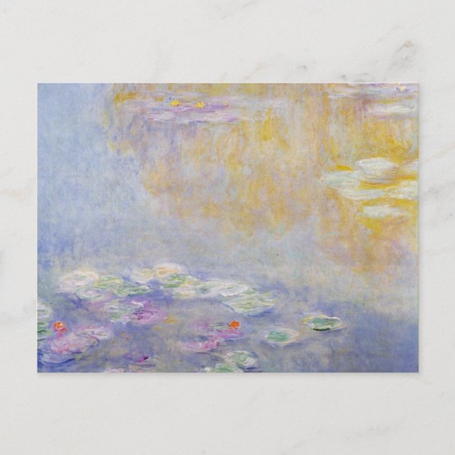 Monet - Vatten Lilies, Pastel Färg Fine Art Vykort (Framsida)