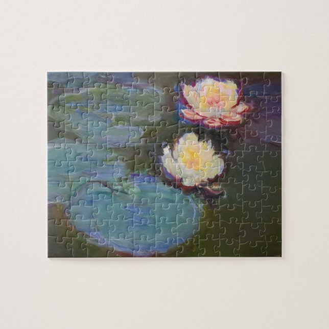 Monet Vatten Lilies Pond Vatten Flowers Pussel (Horisontell)
