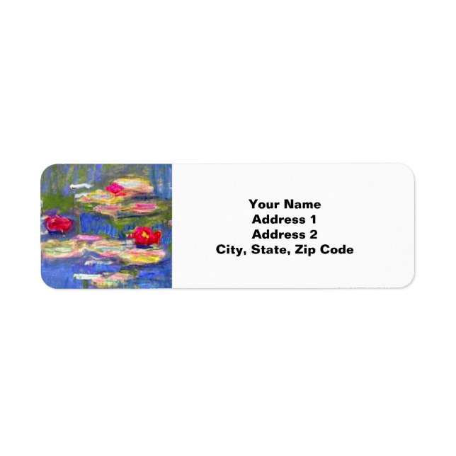 Monet Vatten Lilies Returadress Etikett (Framsidan)