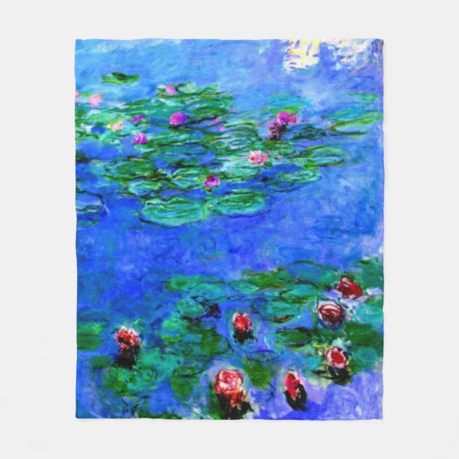Monet - Vatten Lilies (röd) Fleecefilt (Framsidan)