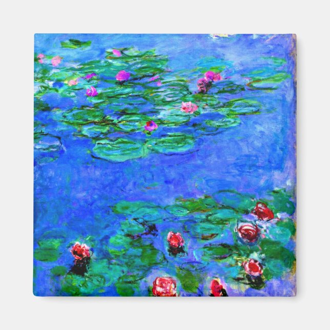 Monet - Vatten Lilies (röd) Magnet (Framsidan)