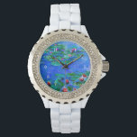 Monet - Vatten Lilies (Röda), berömd Armbandsur<br><div class="desc">Claude Monet-målning,  Vatten Lilies (röd),  populära teckningar</div>