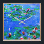 Monet - Vatten Lilies (Röda), berömd Fyrkantig Klocka<br><div class="desc">Claude Monet-målning,  Vatten Lilies (rött),  populära teckningar</div>