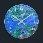 Monet - Vatten Lilies (Röda), berömd Rund Klocka<br><div class="desc">Claude Monet-målning,  Vatten Lilies (rött),  populära teckningar</div>