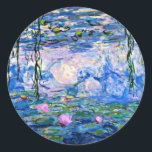 Monet - Vatten Lilies (rosa) 1919 berömd grafik Runt Klistermärke<br><div class="desc">Claude Monet 1919 berömd,  Vatten Lilies (rosa)</div>