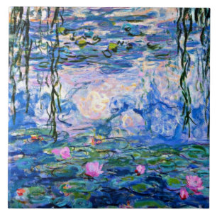 Monet - Vatten Lilies (rosa) 1919 berömd Kakelplatta