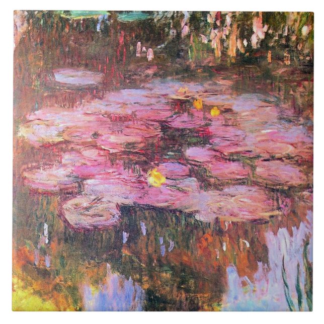 Monet - Vatten Lilies, Rosa Kakelplatta (Framsidan)