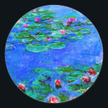 Monet - Vatten Lilies (rött), berömd Runt Klistermärke<br><div class="desc">Monet - Vatten Lilies (röd),  målning av berömd av Claude Monet</div>