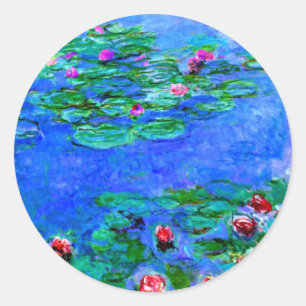 Monet - Vatten Lilies (rött), berömd Runt Klistermärke